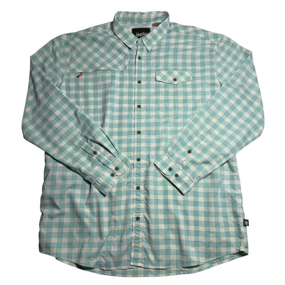Howler Bros Mens Button Up Fishing Shirt XXL Blue Plaid Matagotda Vented